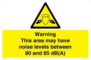 Warning Noise Levels in this area between 80 and 85 dB